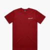 A product photo of the Manual Diner t-shirt in cardinal red. Showing the front print.