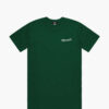 A product photo of the Manual Diner t-shirt in emerald green. Showing the front print.