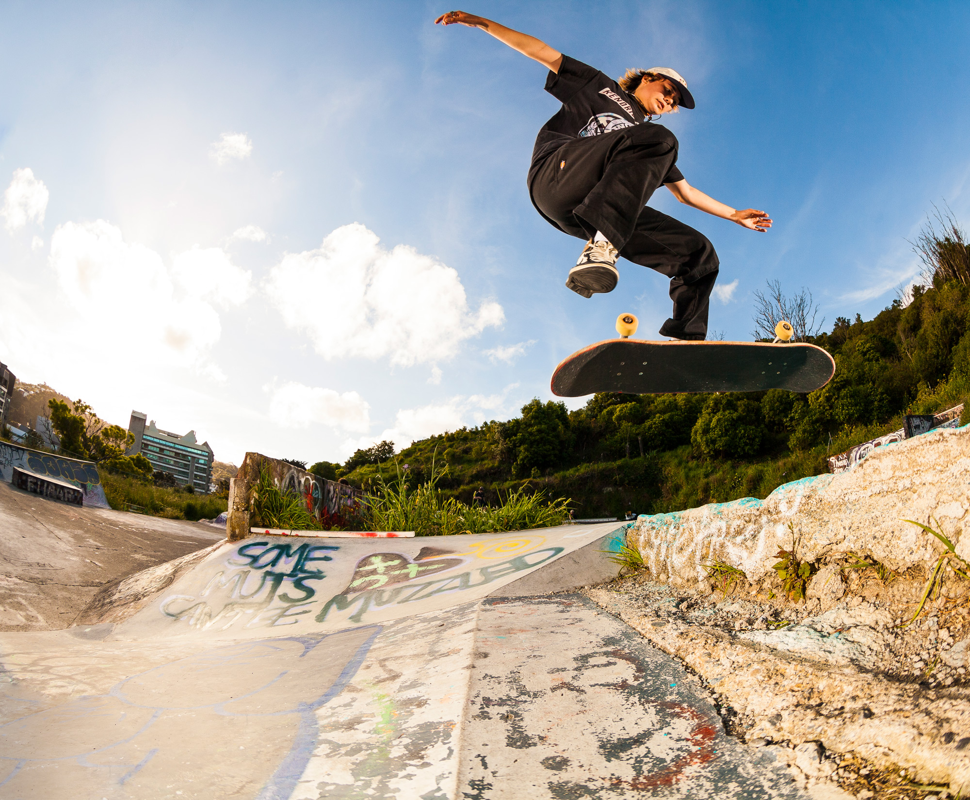 Gala-Baumfield-kickflip-by-David-Read- Kickflip, Newtown DIY.