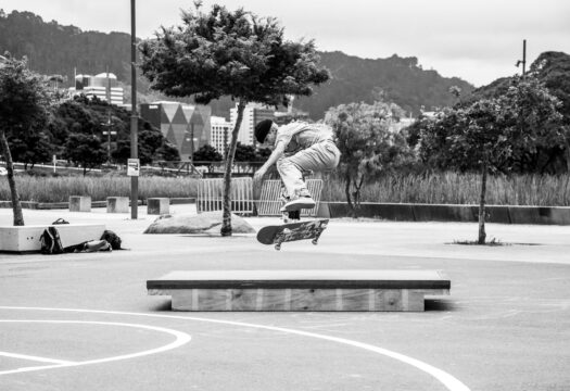 Skateboarding at the Manual Pad Jam event at Waitangi in October 2022 as part of Bowlzilla,