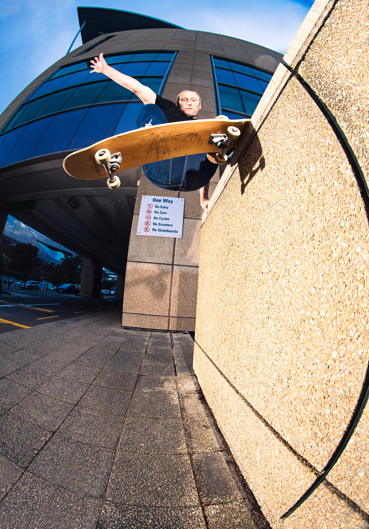 Layback wollie noseslide. Not a spot (Te Papa). Photo by David Read 