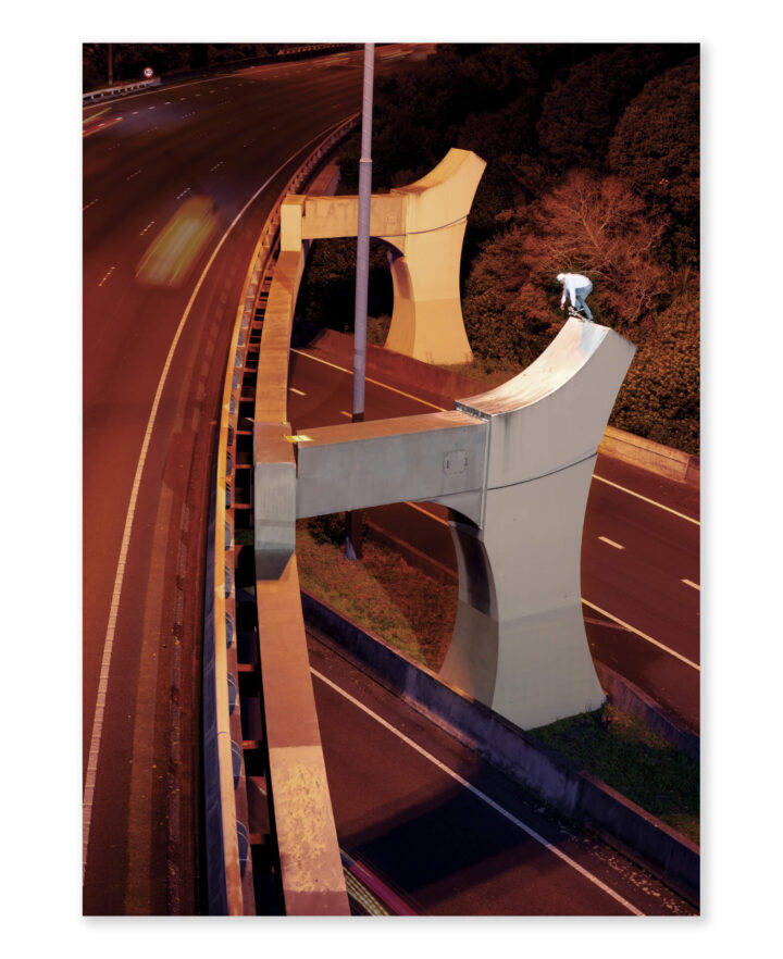 Print of Karl Truell, drop-in, Spaghetti Junction, Auckland. Photo by Dave Chami.