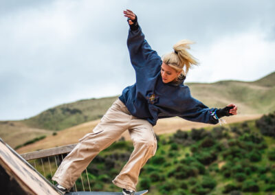 Rachel Shirley, fakie crooked stall. Photo by Natasha Grego.