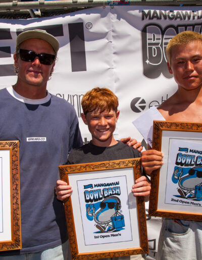 Open Men’s Winners: Shaun Boucher (3rd), Hudson Walker (1st), and Zedyn Fellows (2nd).