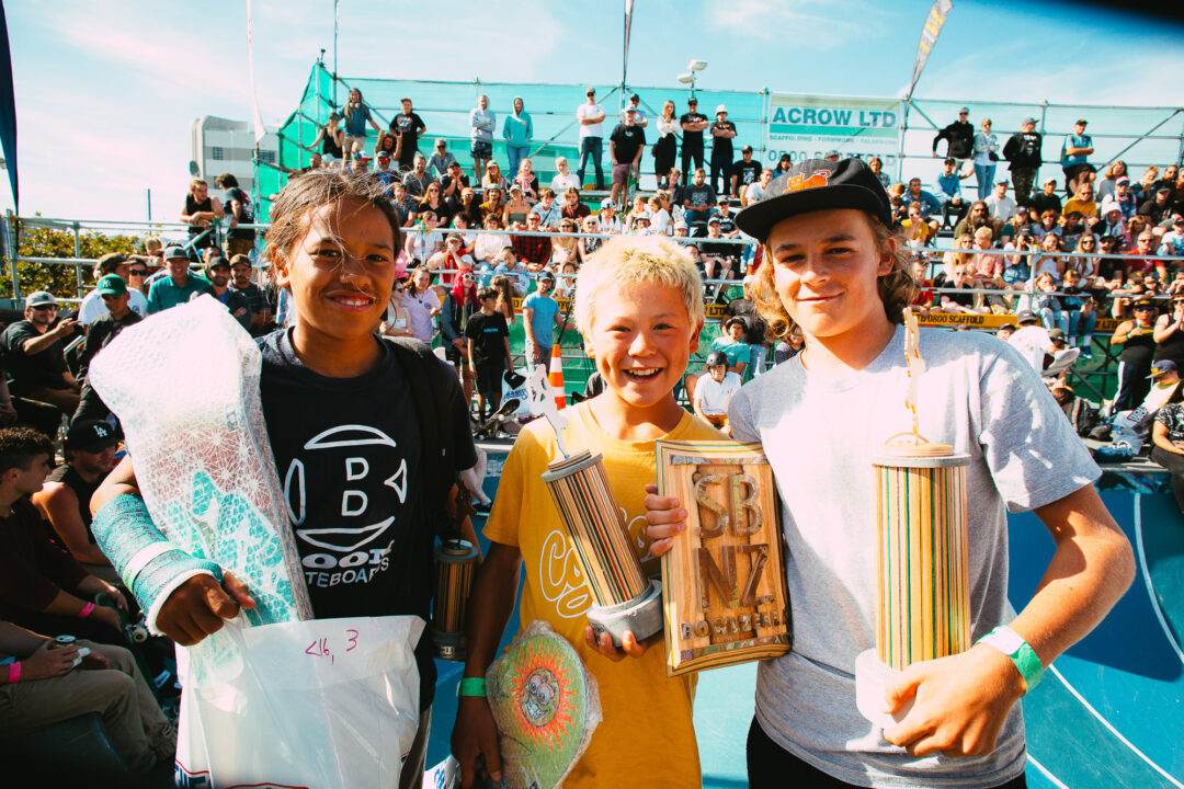 16 & Under Winners: Remus Henare (3rd), Zeydn Fellows (2nd), and Niwa Shewry (1st, NZ Champion).