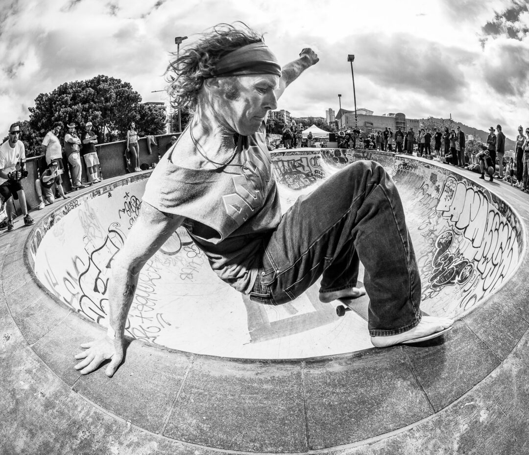 Von Griffin, barefoot layback fronside grind.