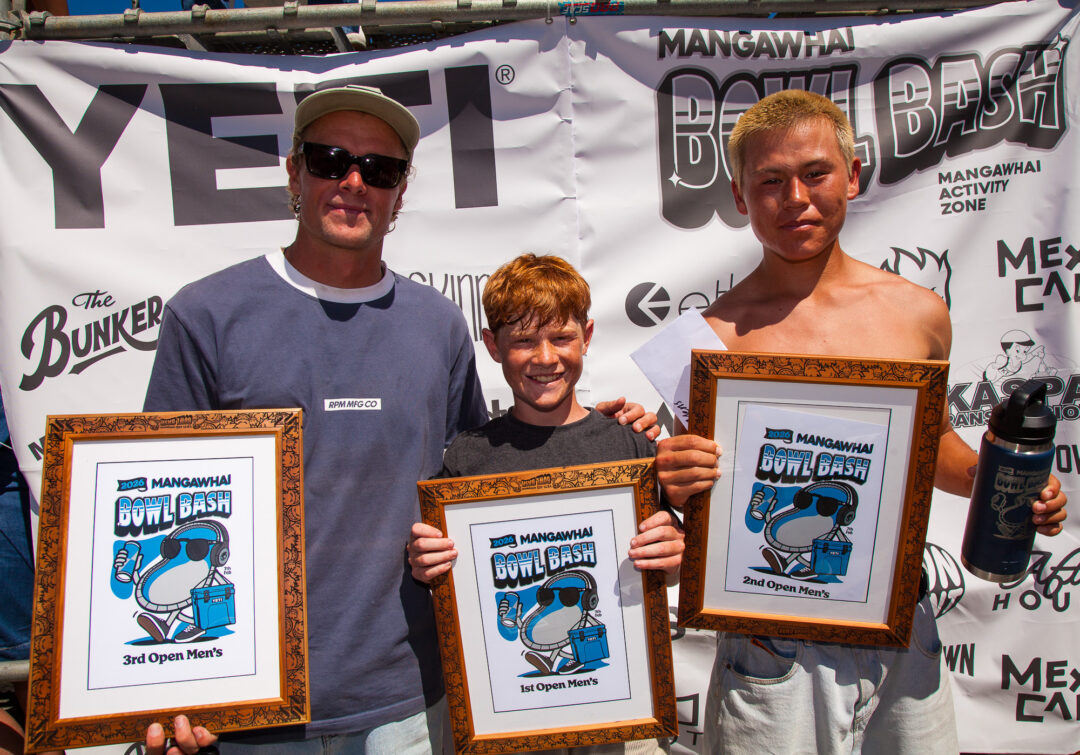 Open Men’s Winners: Shaun Boucher (3rd), Hudson Walker (1st), and Zedyn Fellows (2nd).